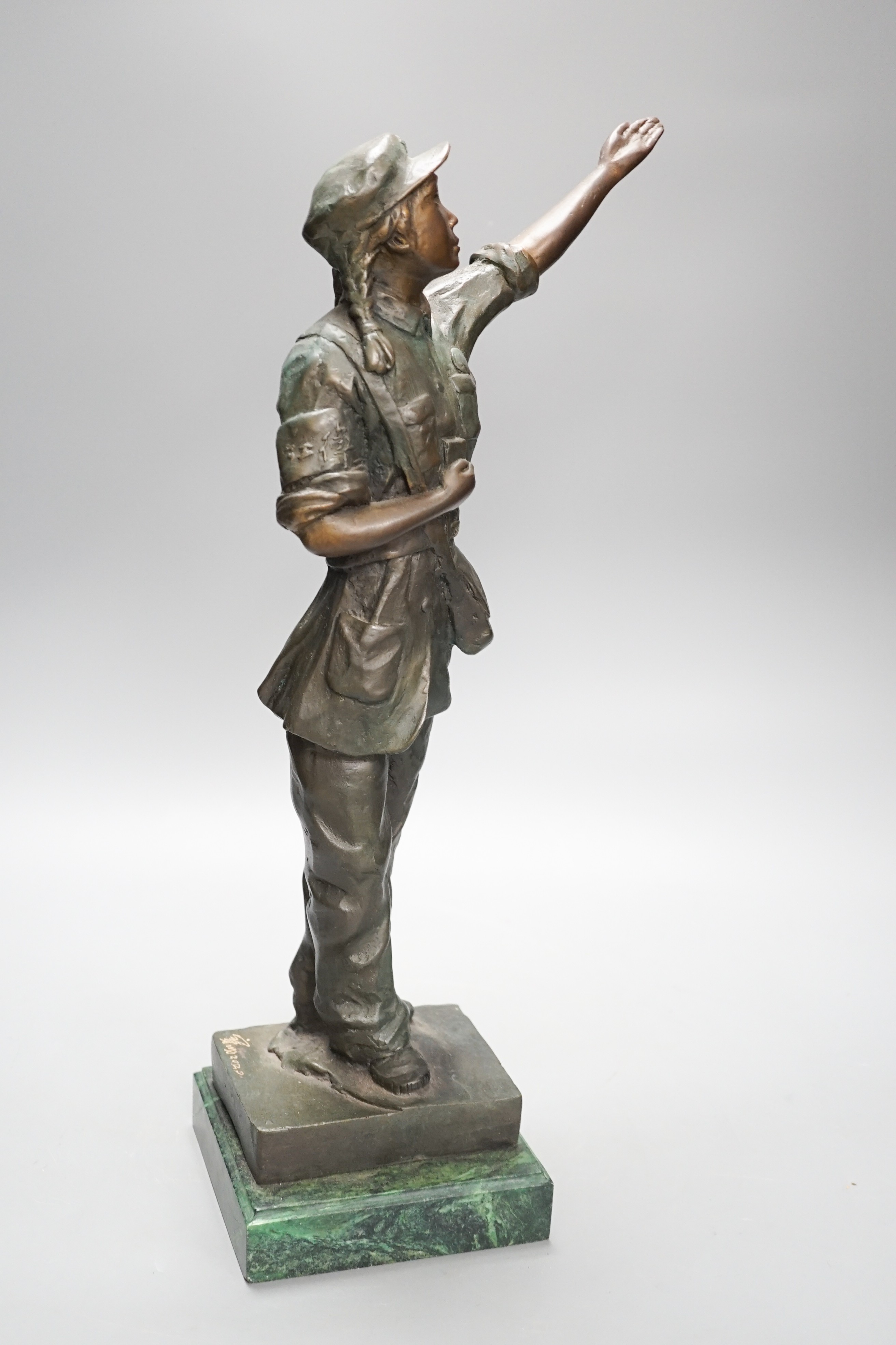 Le Bao bronze figure, a Red guard from Chinese revolutionary opera, 2020. 46cm